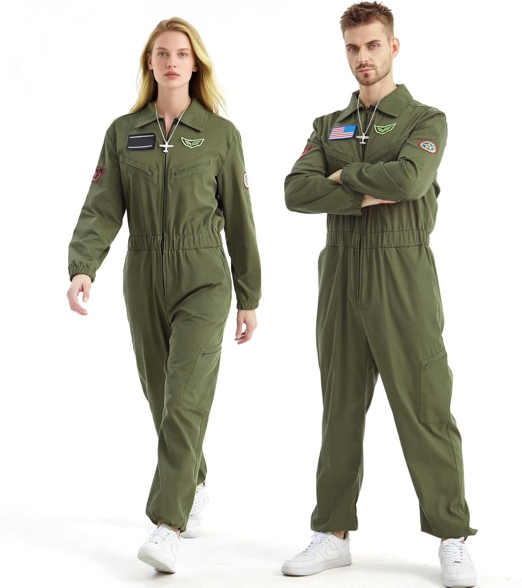 Piloten kostuum voor mannen - Jacht rijder uniform voor cosplay, carnaval en Halloween met geborduurde patches