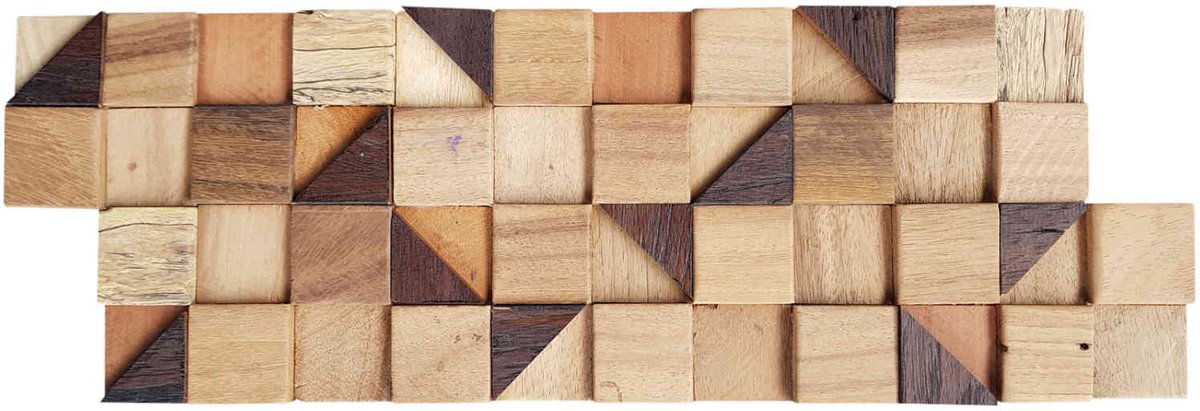 3D houten wandpanelen van gerecycled teakhout – Handgemaakte wandbekleding – 1 m² – Pyramid Cube