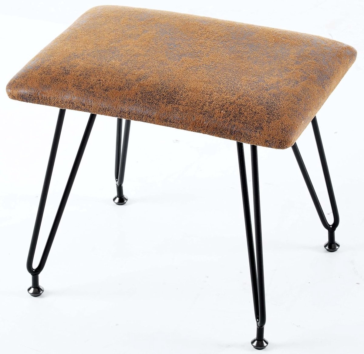 Rustieke Poef met Padded Zitting en Verstelbare Ondersteuning - Vintage Bruin, 40 x 30 x 35 cm, Waterafstotend en Stofbescherming