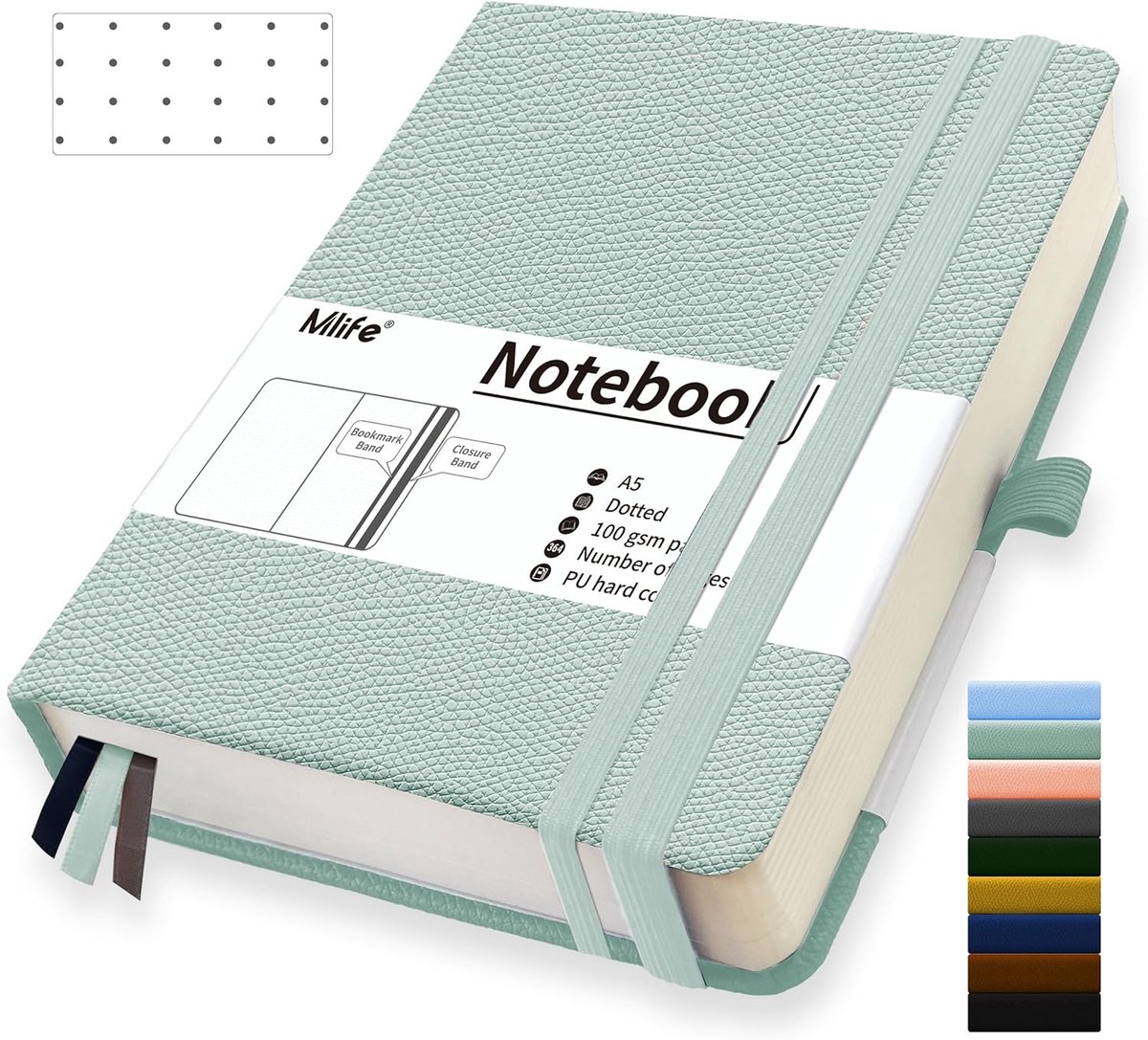 SnelShoppen - A5 Notitieboek met 360 Pagina's, Dikte 100gsm Papier, Hard Cover, Blauw Groen, Perfect voor Kantoor, School en Thuis, Notities & Schrijv