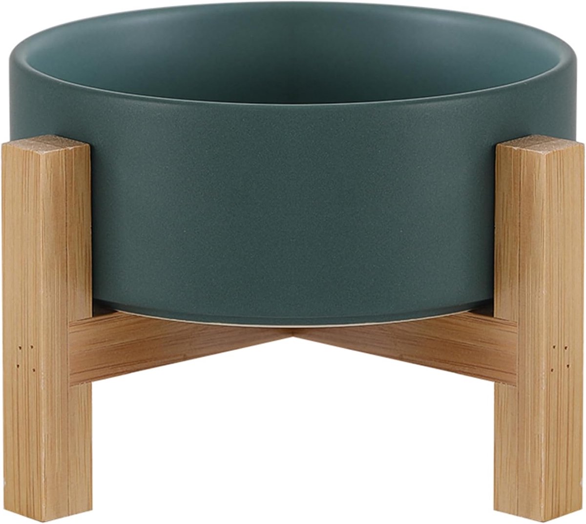 SnelShoppen - Keramische Verhoogde Kattenbak met Stand - Antislip Voer- en Waterbak voor Katten en Kleine Honden - 400ml / 14oz - Groene Kleur - Gezon