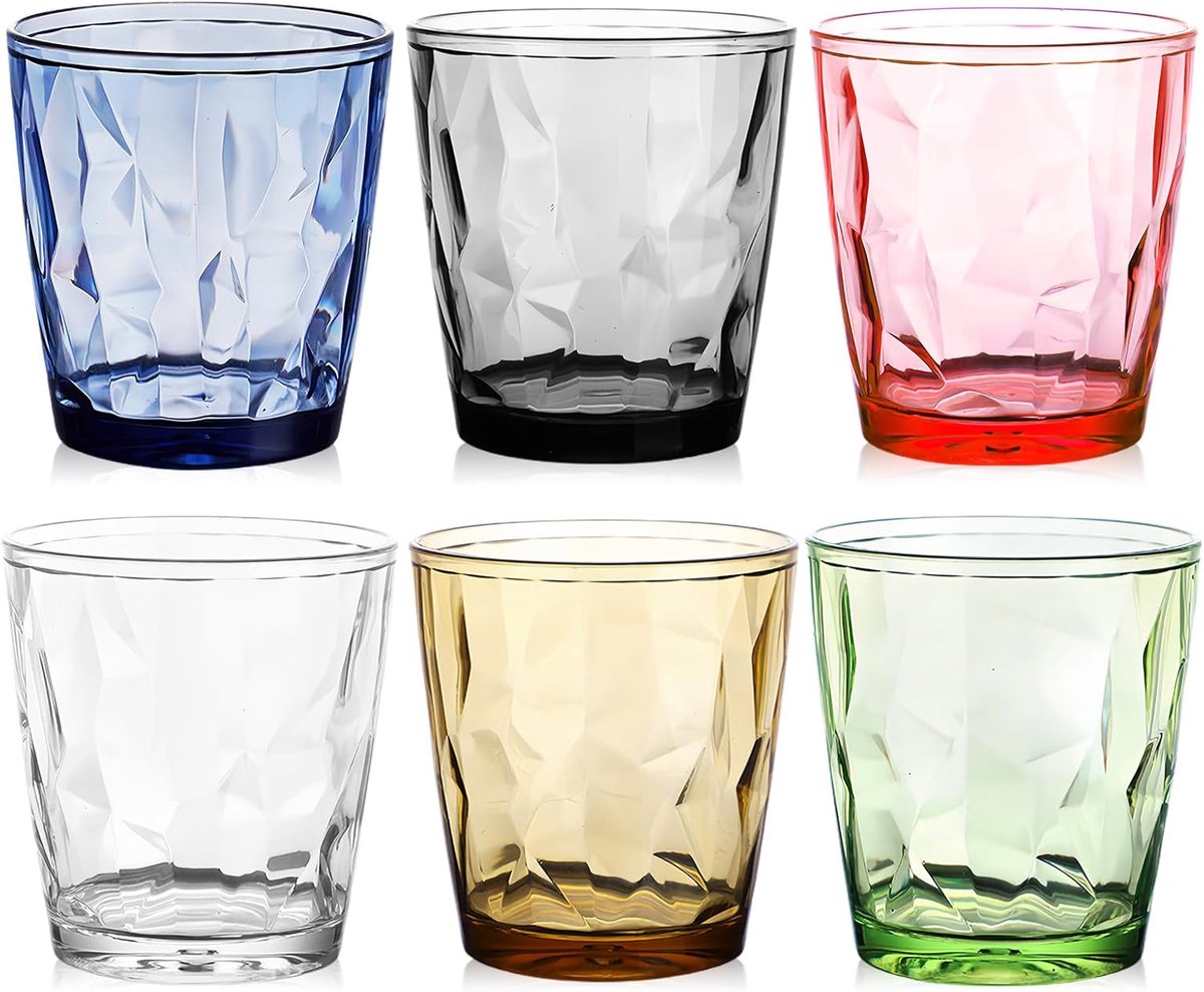 SnelShoppen - Set van 6 Kleurige Plastic Waterglazen - Stapelbare Drinkbekers - Herbruikbare Plastic Cups voor Feest, Camping, Tuin, Keuken