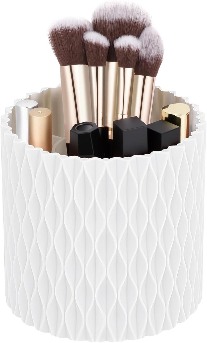 Thijox - 360° Roterende Make-Up Organizer Borstelhouder, 5 Sleuven Voor Eyeliners, Lippotloden, Mascara Opslag, Desk Organizer, Badkamer Accessoire, I