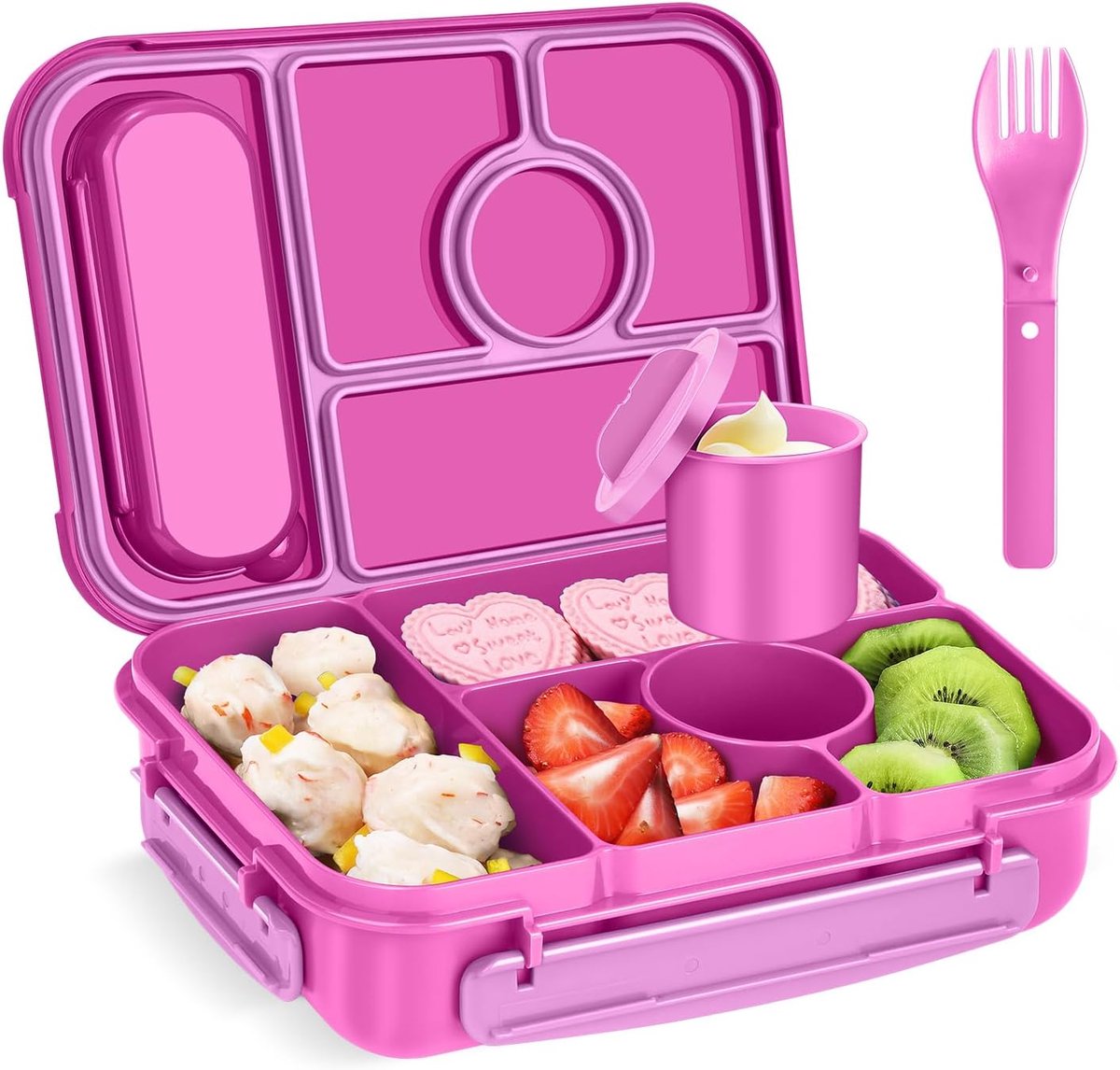 SnelShoppen - Lunch Box voor Volwassenen en Kinderen, Bento Box 1300ML met 5 Compartimenten, Lekvrije Snackbox voor Op School of Werk, Herbruikbaar en