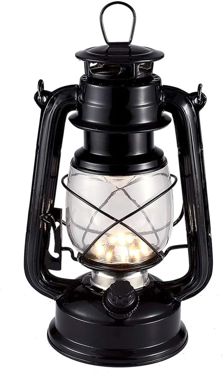 SnelShoppen - LED Hurrikan Lichten - Warm Witte Batterij Aangedreven Camping Lantaarn - Antiek Metaal Hanglamp - Dimmer - 15 LED's - 150 Lumen - Binne