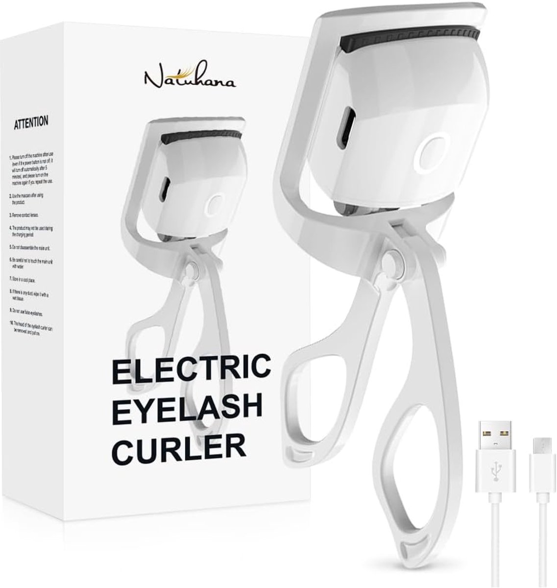SnelShoppen - Elektrische Wimperkruller met Snelle Verwarming en Siliconen Proefpad, USB Oplaadbare Wimperkruller in Wit, Perfect voor Natuurlijke Wim