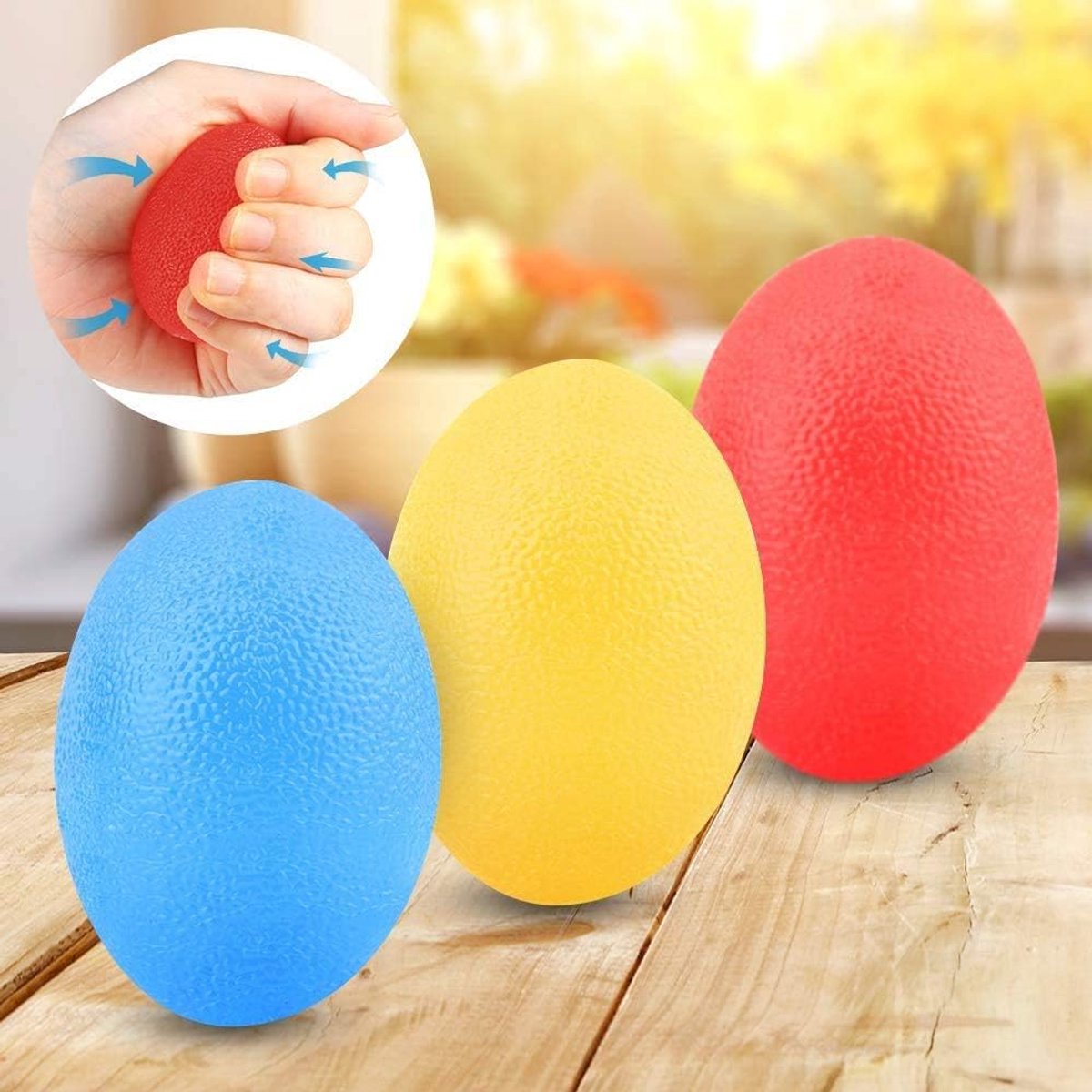 Thijox - Handtrainer Vingertrainer Grijpballen in Eiervorm - 3 Stuks Anti-Stressballen voor Handversterking in Willekeurige Kleur - Ideaal voor Thuis,