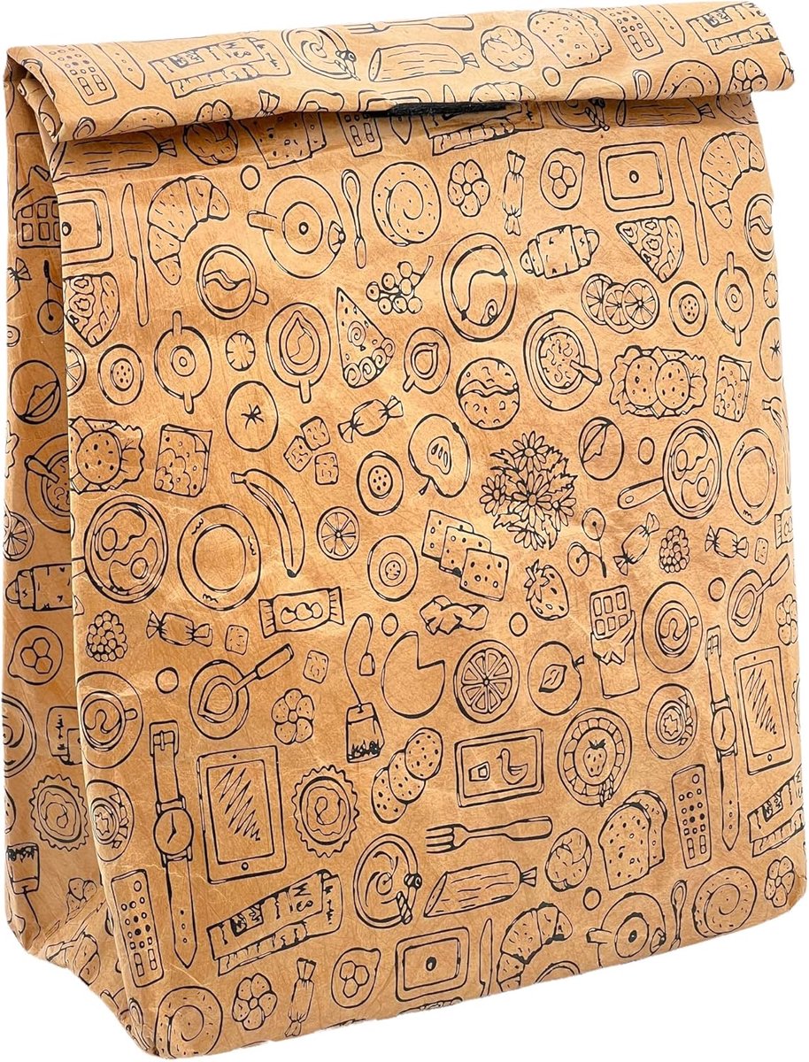 SnelShoppen - Lunch Bag - Bruine Isolerende Koeltas voor Warm en Koud, Thermoszak met Sluiting, Wasbaar en Waterafstotend - Ideaal voor Werk, School e