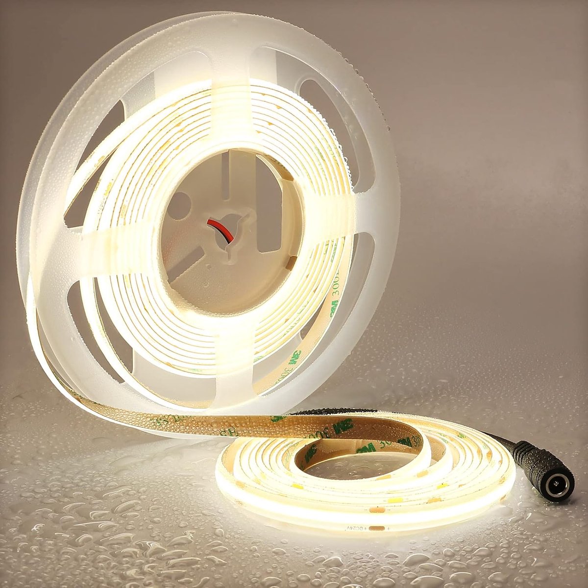 SnelShoppen - 24V COB LED Strip 5M Waterproof IP65 Natuurlijke Wit 4000K 480LEDs/M Super Bright CRI>90 Dimmable Energiezuinig Voor Keuken, Woonkamer,