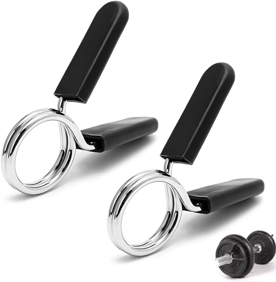 SnelShoppen - Pack van 2 Barbell Clips met Veerklem, Geschikt voor 30 mm Halters, Sterk en Duurzaam RVS, Perfect voor Gewichtheffen en Krachttraining