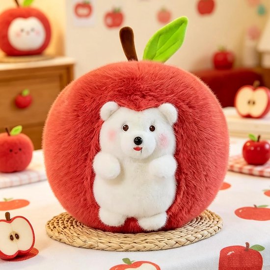 SnelShoppen - Herisson Pluche Dier voor Baby's, Kawaii Egel & Appel, 25x30 cm, 2-in-1 Speelgoed, Zacht Pluche, Perfect Cadeau voor Meisjes en Jongens, — afbeelding 3