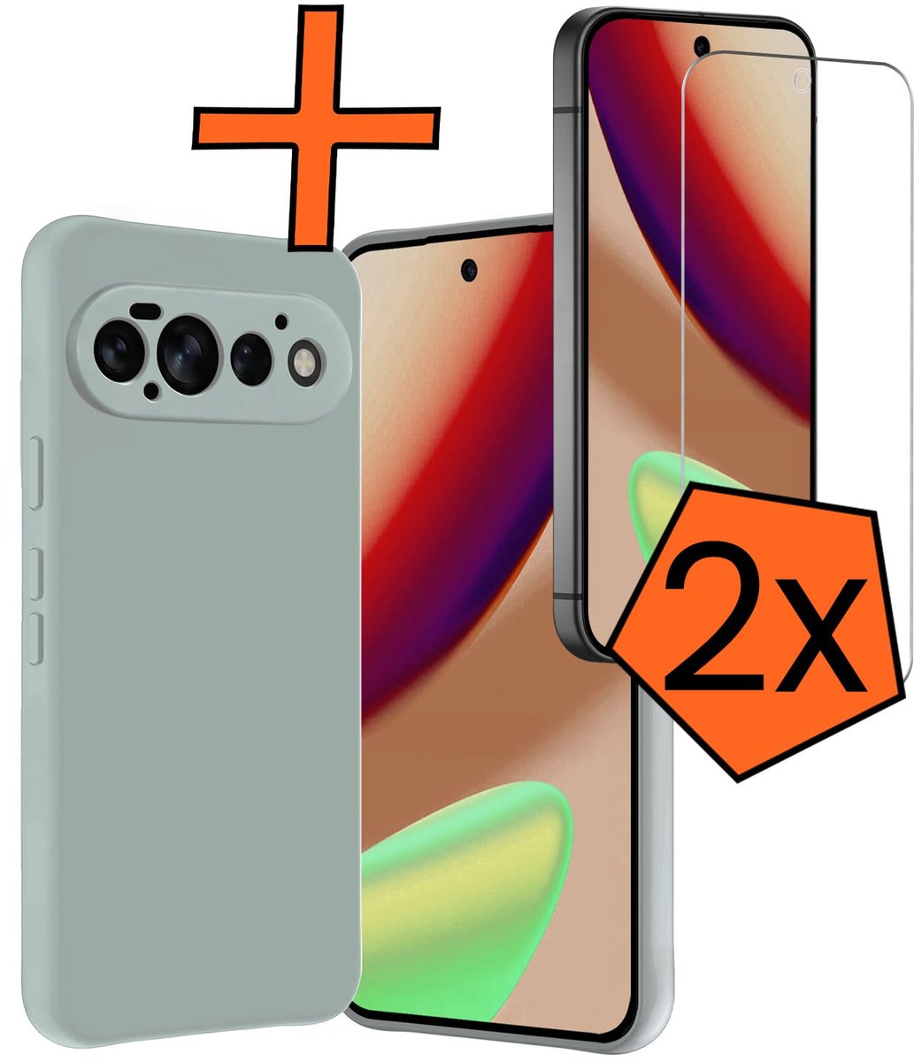 Hoes - Met 2x Screenprotector - Geschikt voor Google Pixel 11 Pro - Sterk & Shockproof - Back Cover - Siliconen Case - Telefoon Hoes - Lichtblauw