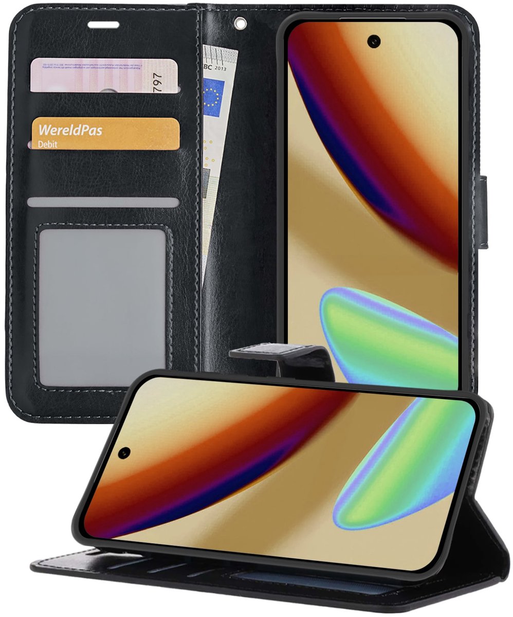 Hoesje - Met Pasjeshouder - Geschikt voor Google Pixel 11 - Luxe Bookcase Portemonee - Flip Case - Kunstleer Book Case - Flipcase - Book Cover - Walletcase - Portemonneehoes - Telefoonhoesjes - Zwart