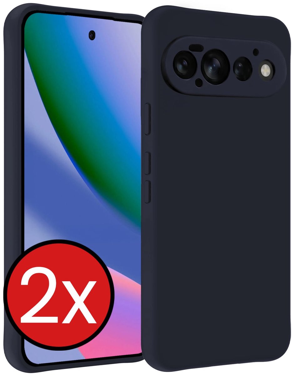 Hoesje - 2 Stuks - Geschikt voor Google Pixel 11 Pro - Sterk & Shockproof - Telefoonhoes - Back Cover - Case Siliconen - Telefoon Hoes - Donkerblauw