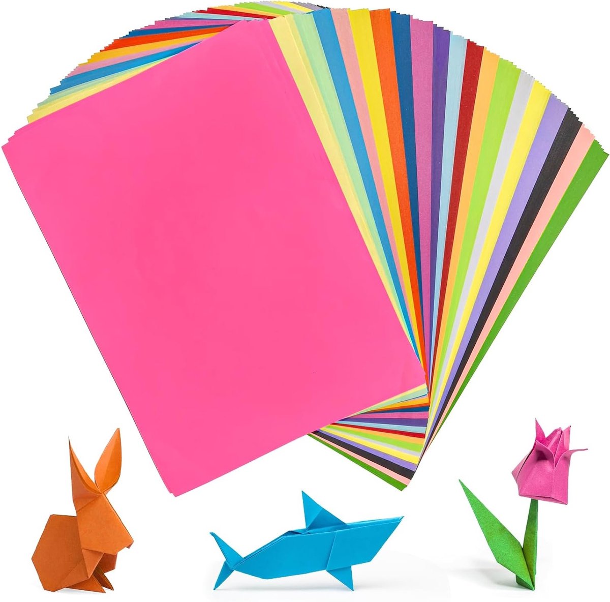 200 Vellen A4 Gekleurd Papier in 20 Heldere Kleuren, Dubbelzijdig Vouwpapier 70 g/m² voor DIY Knutselprojecten en Origami