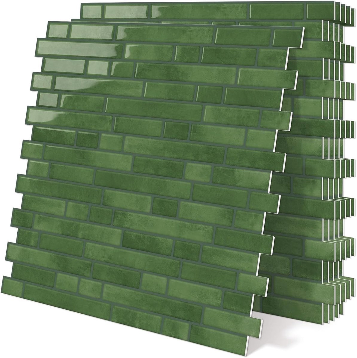 SnelShoppen - 3D Zelfklevende Wandtegels voor Keuken en Badkamer - 10 Stuks - Groene en Donkergroene Tegels - 30,5 x 30,5 cm - Makkelijk te Installere