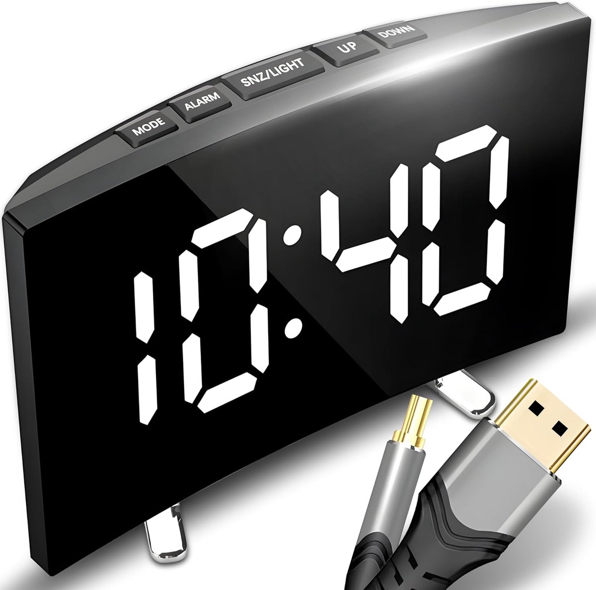 SnelShoppen - Digitale LED Wekkerradio - Draagbare Alarmklok met USB Opladen - Spiegelfunctie - 2 Alarmen - Snooze - Temperatuur en Kalender - Zwart