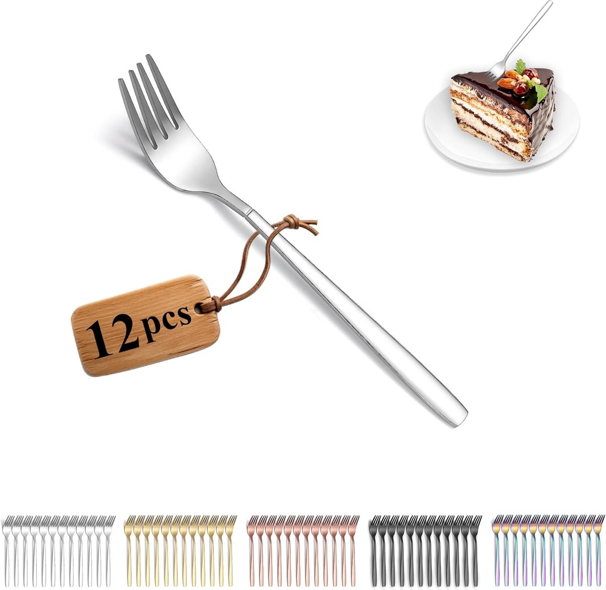 12 stuks taartvorken - roestvrijstalen dessertvorken voor thuis en feesten - vaatwasmachinebestendig Gebaksvorkjes