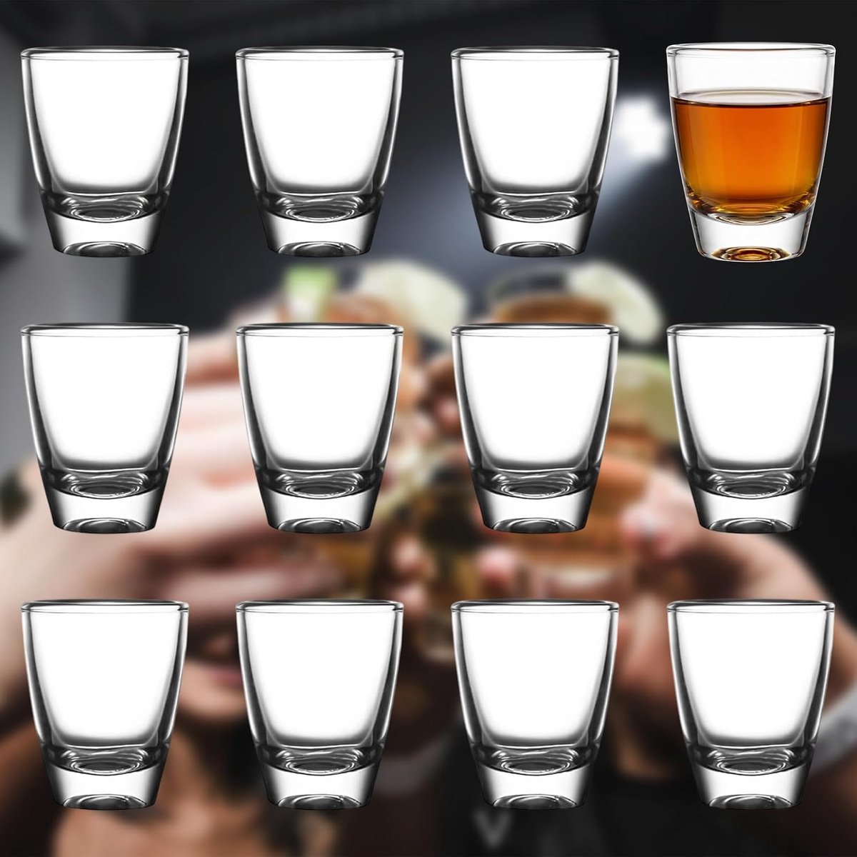SnelShoppen - 12 Stuks Shotglazen 35ml - Dikke Bodem Heldere Glazen Liqueur Glazen - Vaatwasserbestendig - Perfect voor Feesten, Familiebar, Whisky, G