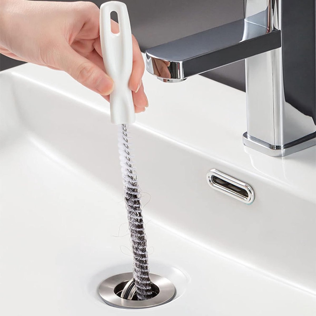 SnelShoppen - 2 Stuks Afvoer Reinigingsborstel 45cm Flexibele Borstels voor Afvoer en Slangen, Hoogwaardige RVS en Nylon, Keuken en Badkamer