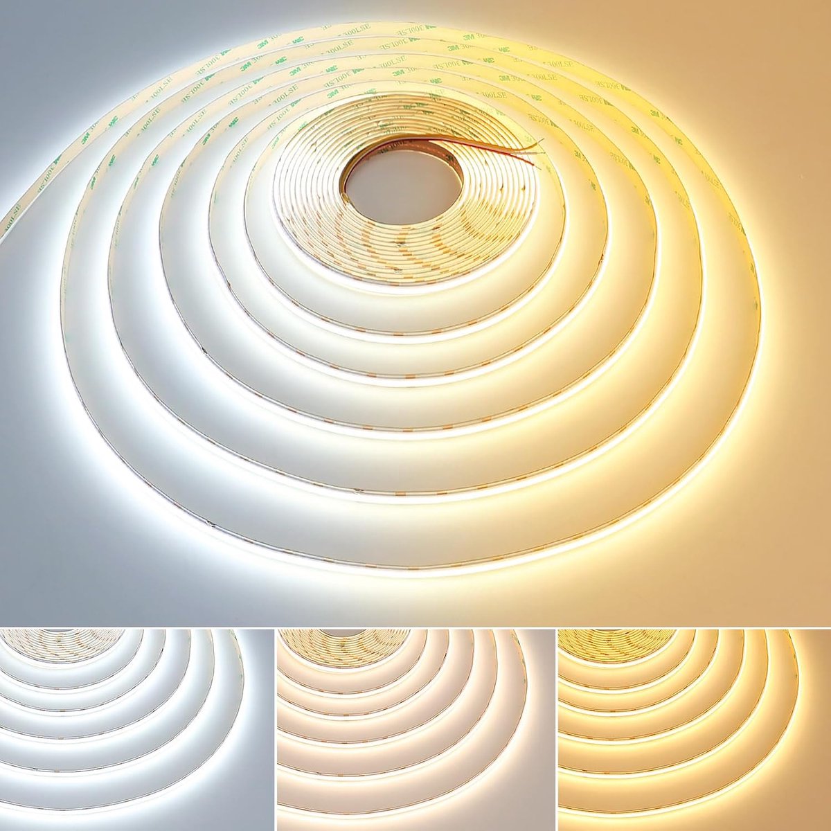 SnelShoppen - 24V 10M CCT Tunable White COB LED Strip 2700-6500K 624LED/M CRI 93+ IP20 Zelfklevend LED Tape voor DIY Decoratie, Binnengebruik