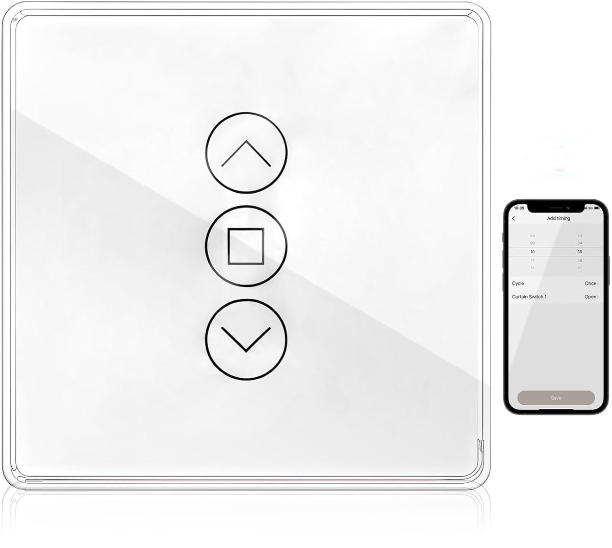 Slimme WiFi Shutter Switch met Timer en Stembediening, Flush-Mounted, Geschikt voor Alexa