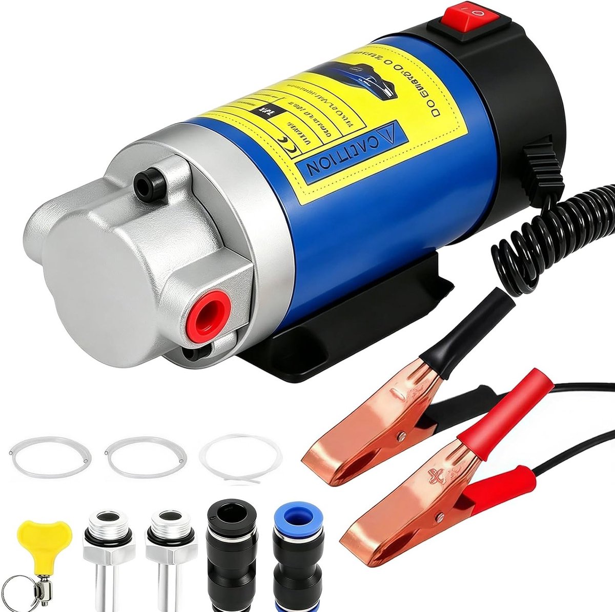Krachtige 12 V 100 W olieafzuigpomp voor diesel en motorolie, draagbare elektrische pomp met 3 buizen, ideaal voor auto, motorfiets en boot, 2-6 l/min doorvoer