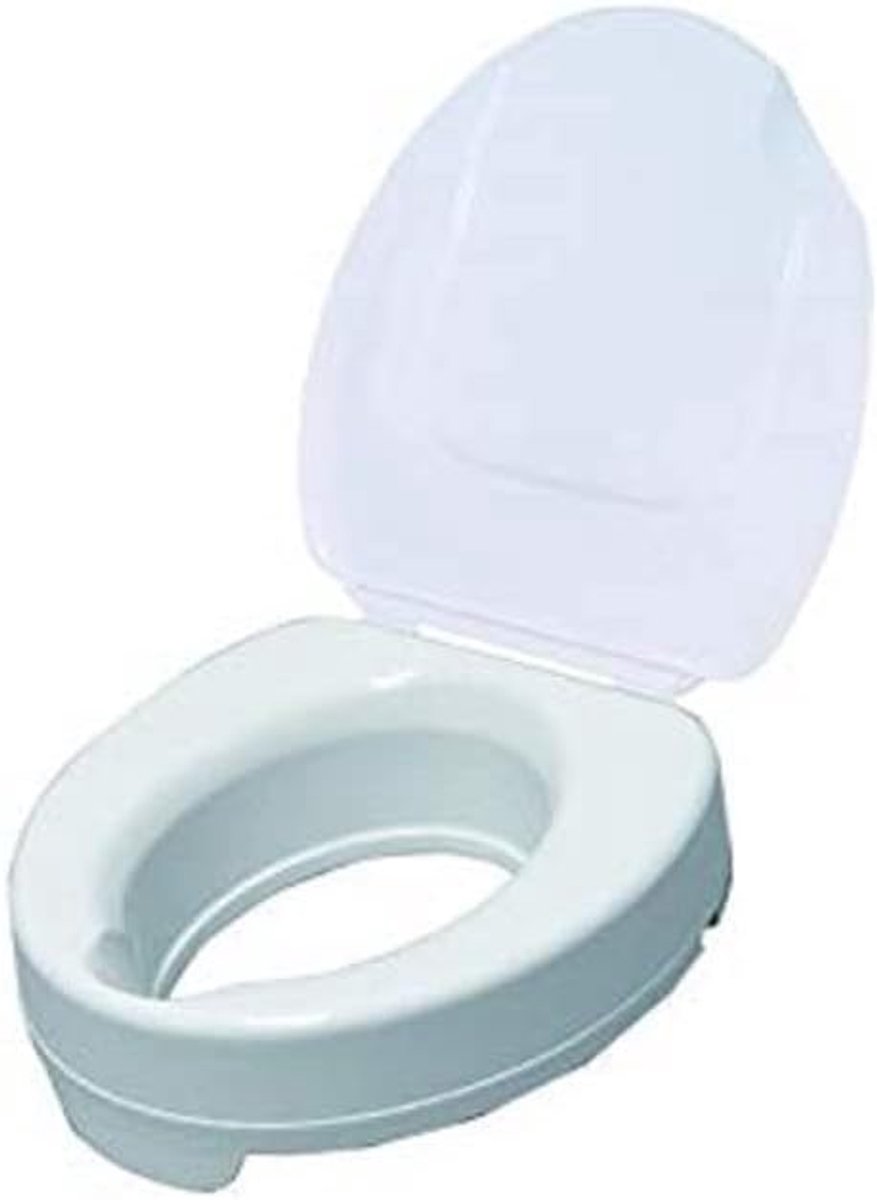 SnelShoppen - Tigo Toiletverhoger met Deksel - Verhoogd Plastic Toiletzitje - Ergonomisch Ontwerp - Toolvrije Montage - Voor Hoge Gebruikerslast - Hyg