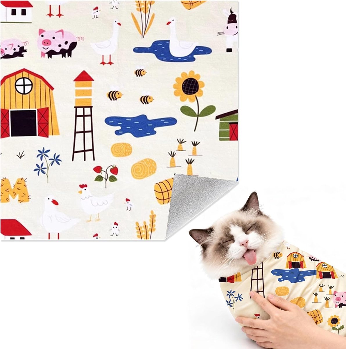 SnelShoppen - Cat Grooming Wrap 70 x 70 cm - Zelfklevende Kattenverzorgingsdoek - Bijt- en Krabbestendig voor Kattensnijden en Verzorging