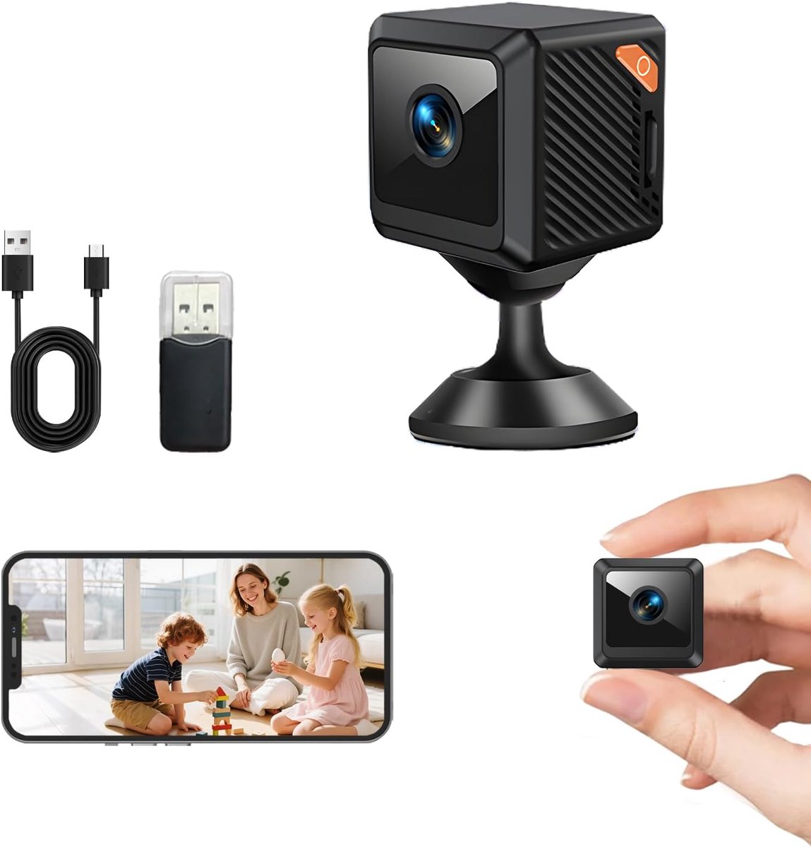 SnelShoppen - Mini Surveillance Camera 1080P WiFi, Nachtsicht Camera, Draadloze Beveiligingscamera voor Binnen en Buiten, Compact en Discreet, Ideaal