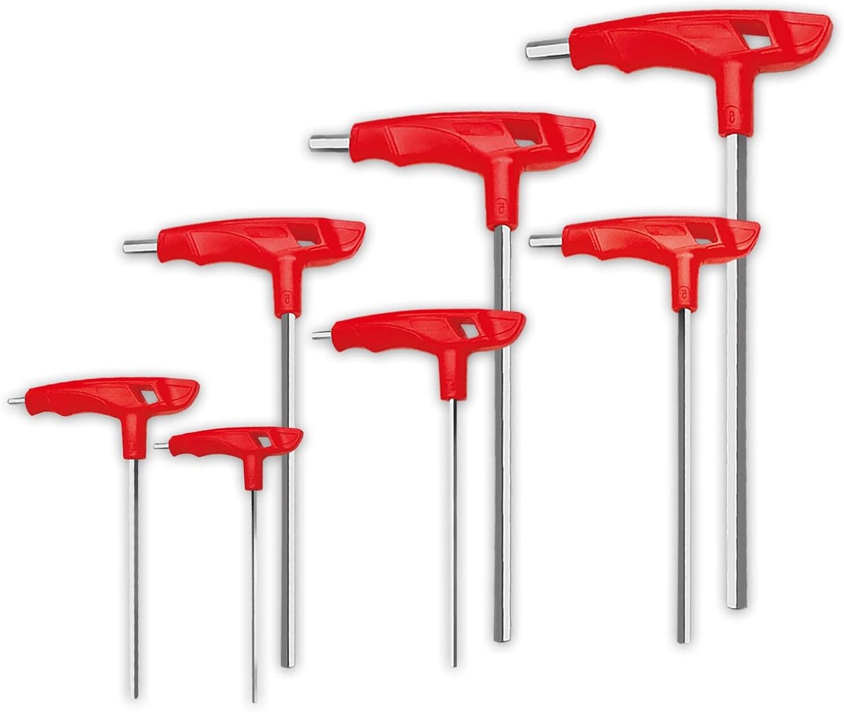 SnelShoppen - Allen key set 7-delig CR-V met T-handles, ergonomische grip, extra lange inbussleutels voor klussen, onderhoud en montage