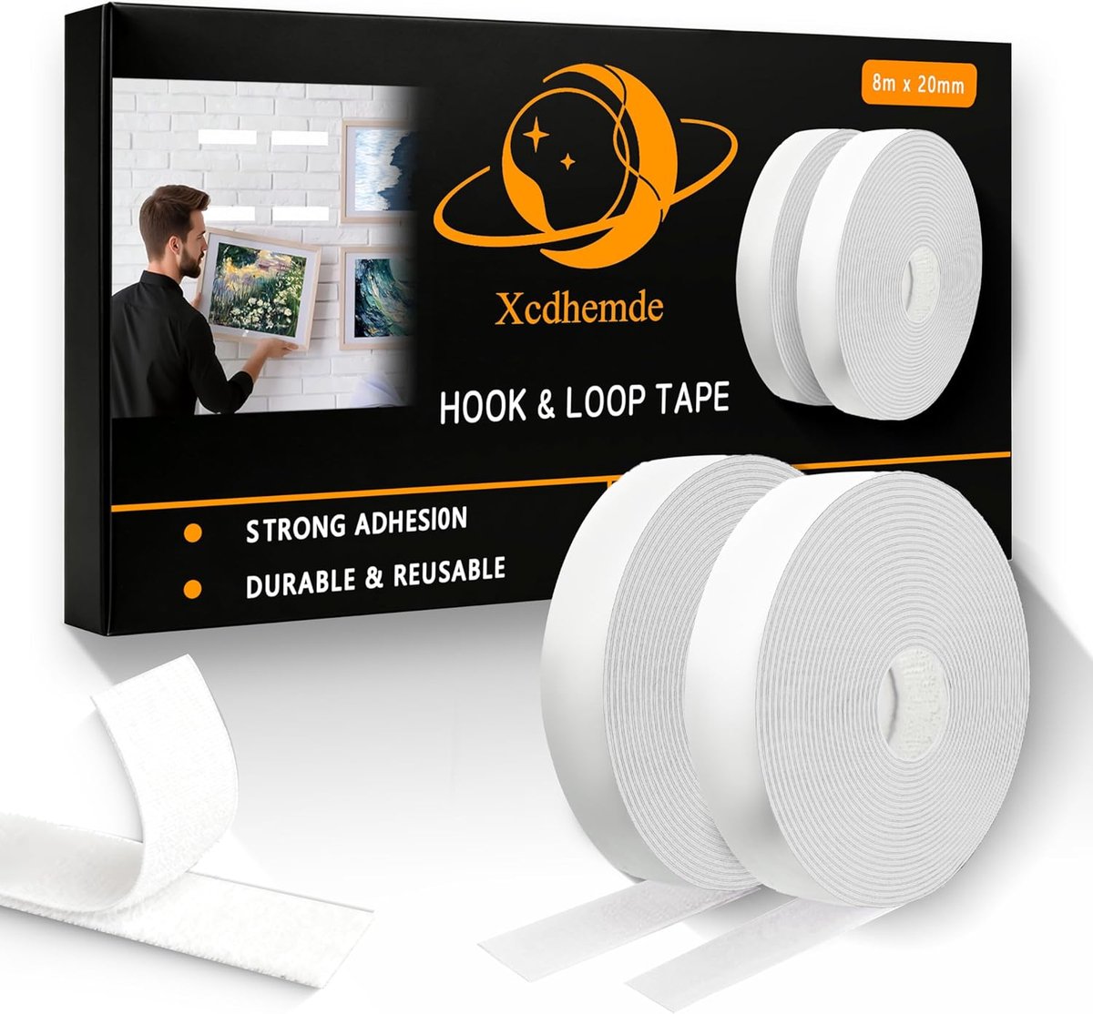 SnelShoppen - 8m x 20mm Krachtige Plakband Wit Geschikt voor Kleding, Schoenen, Hoeden, Creatief Handwerken en Thuisopslag - Herbruikbaar