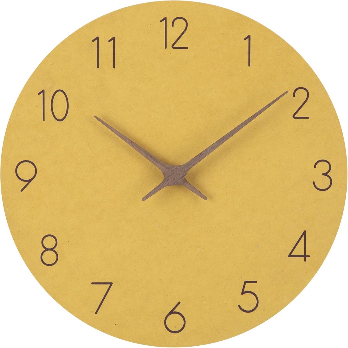 SnelShoppen - Modern MDF Wandklok - Geen Tikkende Geluiden, Grote Duidelijke Wijzerplaat, Stille Quartz Beweging, Geel, Perfect voor Keuken, Woonkamer