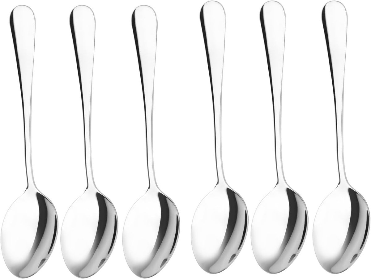 SnelShoppen - Set van 6 RVS 304 Soeplepels, Tafellepels, Eetlepels, 17 cm, Hoogglans Afwerking voor Feesten, Keuken en Diner