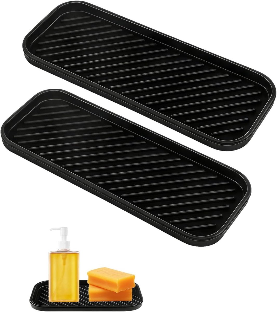 SnelShoppen - 2 Pcs Silicone Soap Dishes Organiser - Keuken Drainer Mat voor Spons, Zeep, Afwasmiddel en Borstels - Sneldrogend en Duurzaam - Ideaal v