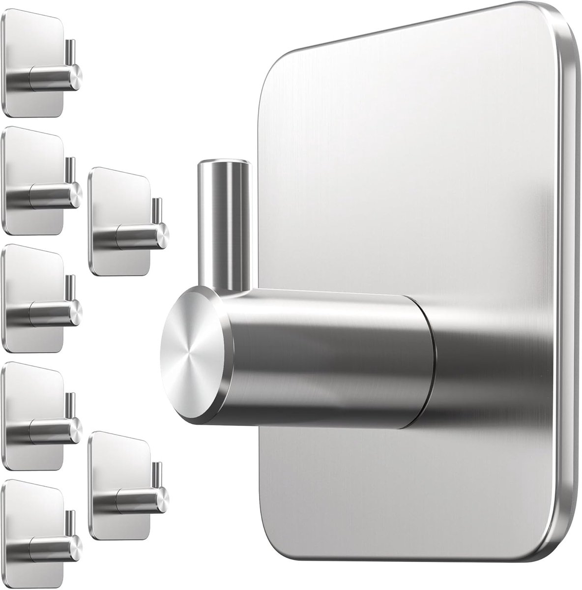 SnelShoppen - Set van 8 Waterdichte RVS Handdoekhaken zonder Boren - Sterke Zelfklevende Haken voor Badkamer - Duurzame Towel Hook voor Badkamer en Ke