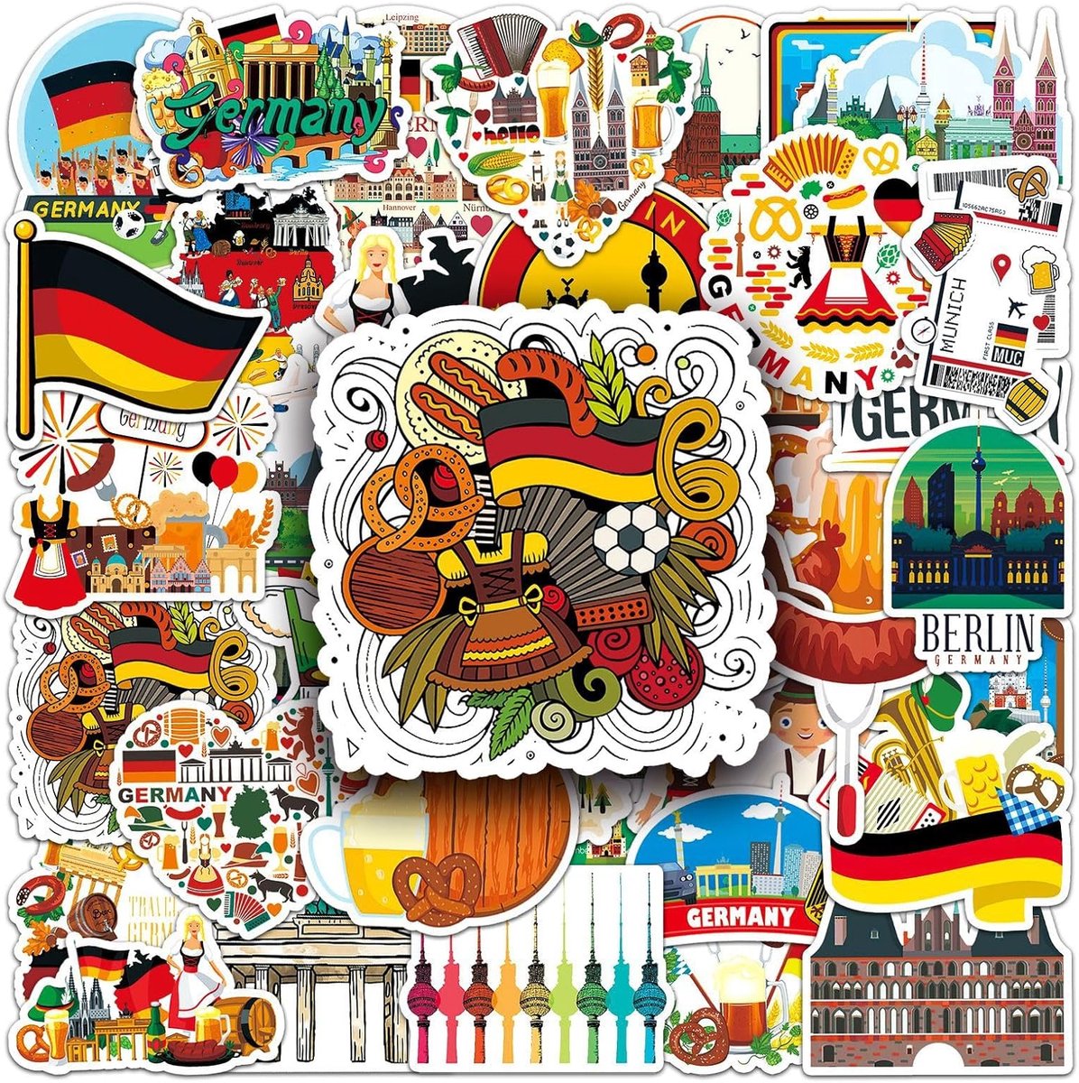 SnelShoppen - 50 Stuks Vinyl Graffiti Stickers voor Skateboard, Motor, Fiets, Snowboard, Laptop, Koffer, Auto - Waterdicht, Kleurrijk, Voor Kinderen e