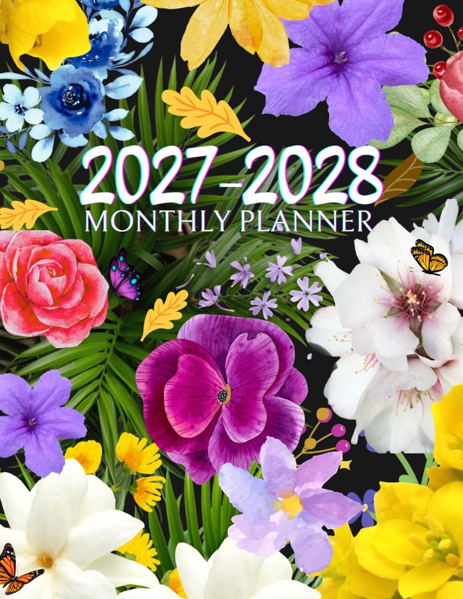 SnelShoppen - 2027-2028 Maandplanner Groot - Twee-Jaren Bloemen Kalender - 8.5 x 11 Inch - Inclusief Feestdagen en Motiverende Citaten - Januari 2027