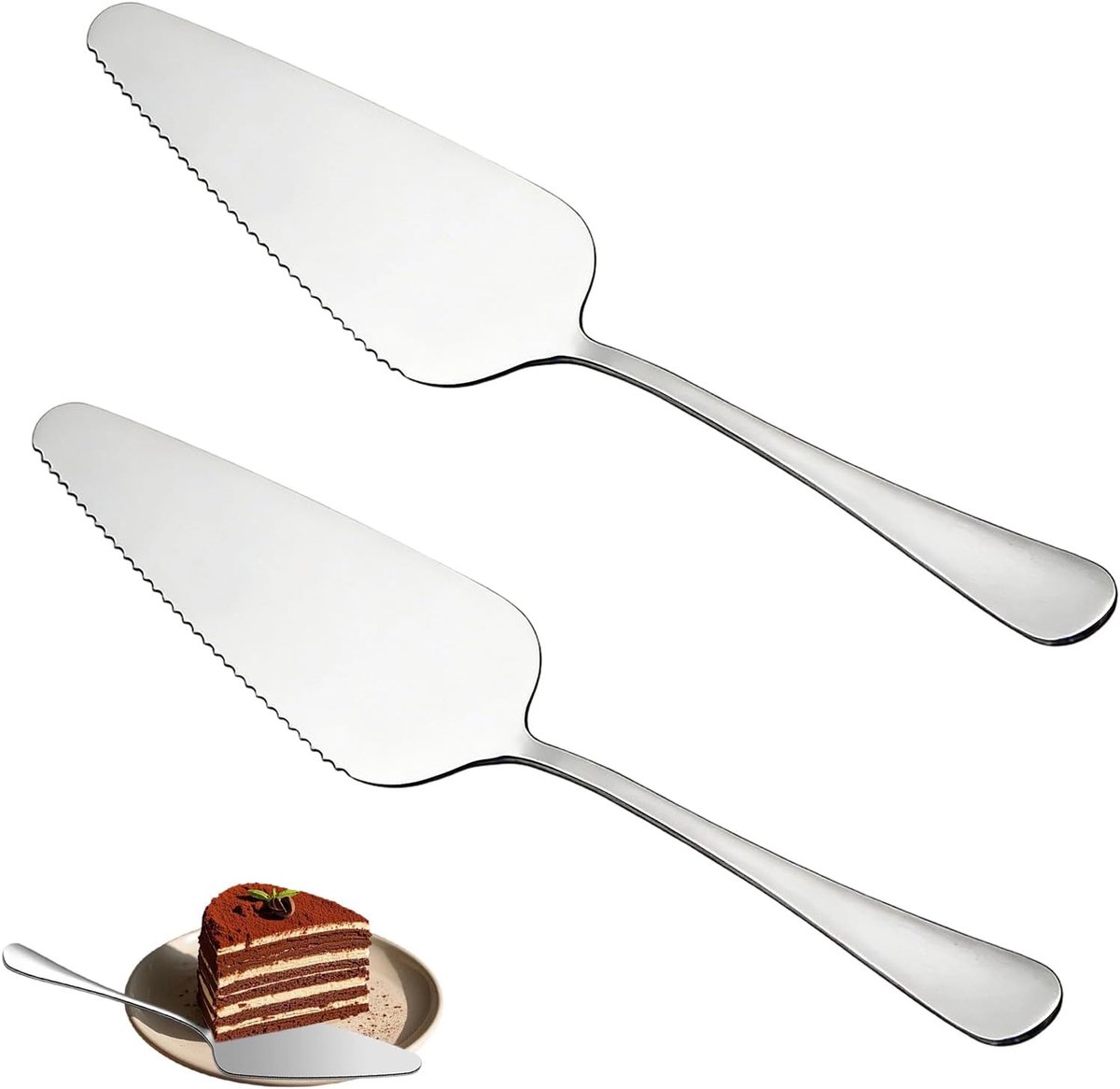 SnelShoppen - Taartsnijder en Taartschep Set van 2 - Roestvrij Staal - Multifunctionele Cake en Pizza Server - 22,6 cm - Perfect voor Feesten en Evene