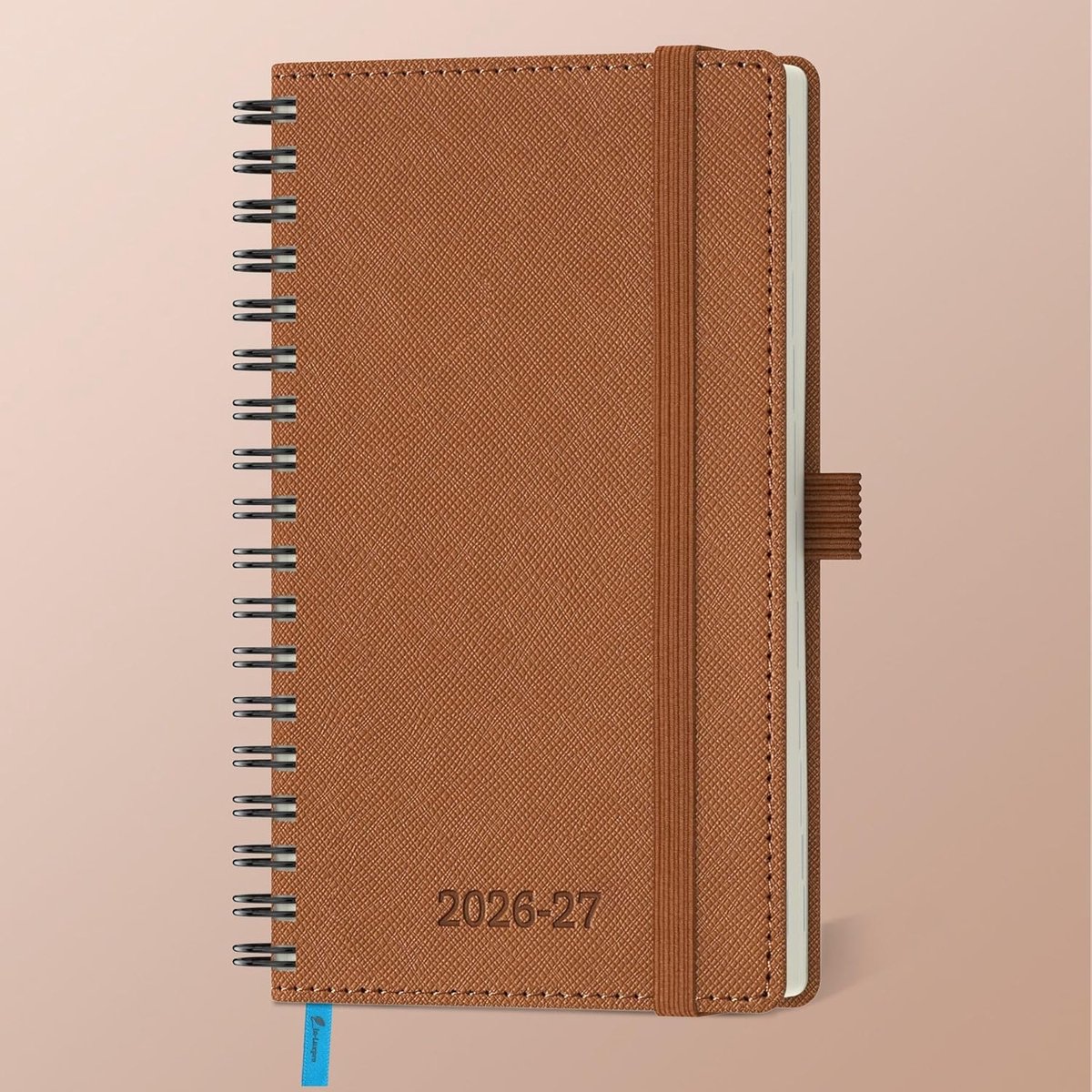 SnelShoppen - Agenda 2026 2027 - Weekplanner A6 met Notitieboek - 18 Maanden - Bruin Soft PU Leer - Spiral - 80 GSM Papier - Compact en Handzaam