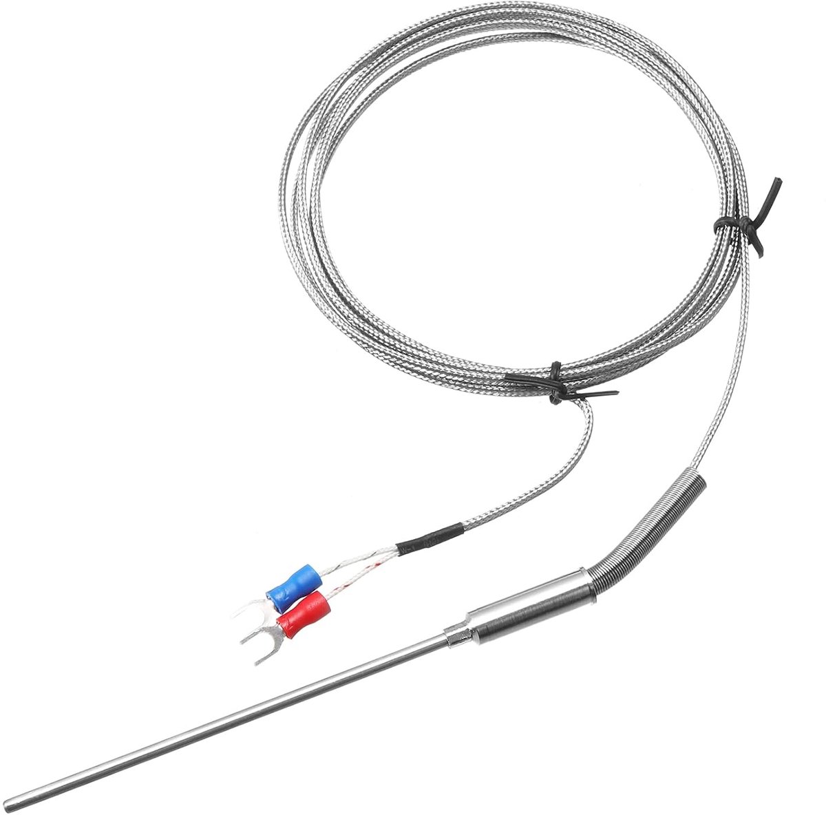 SnelShoppen - K Type Thermoelement Temperatuur Sensor Probe 3 x 100 mm - RVS - 6.6 ft Draad - 0 tot 1000 °C - Voor Industrie, Wetenschap en Huishouden