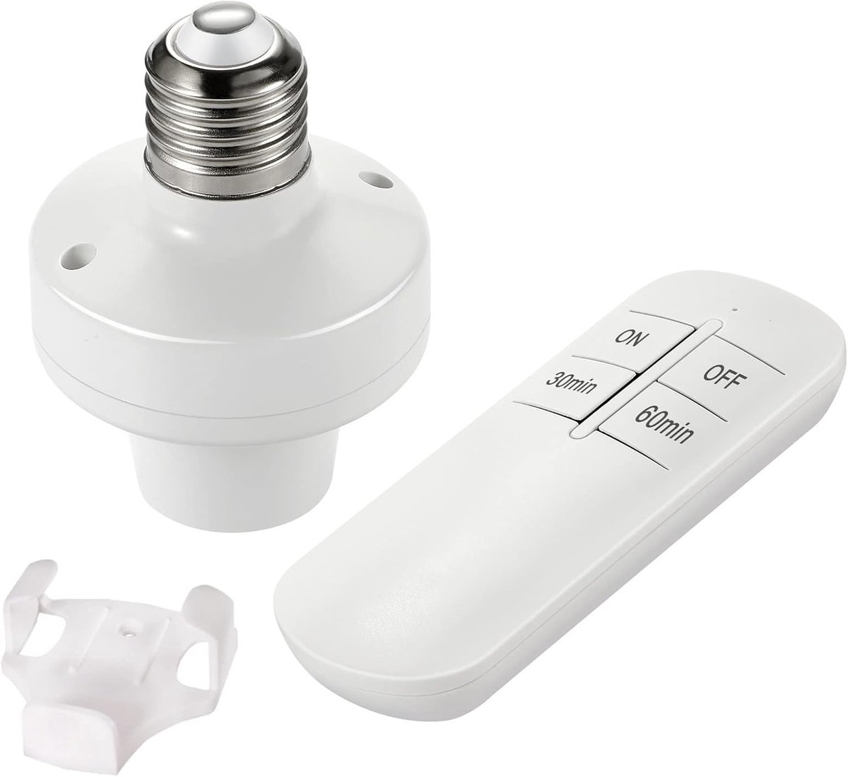 SnelShoppen - Draadloze Afstandsbediening Lamp E27 Set met Timer, LED Lamp Houder, Verlichting voor Thuis, Tuin, Feest, Keuken, 20 Meter Bereik