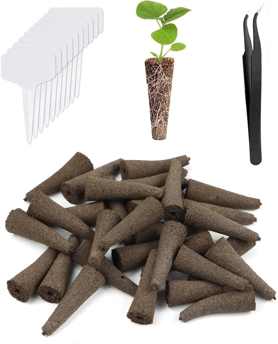 30 Stuks Vervangingsgroeisponzen voor Hydrocultuur, Ideaal voor Wortelgroei en Zaadpods, Inclusief 10 Labels en Pincet, Geschikt voor Diverse Hydrocultuursystemen