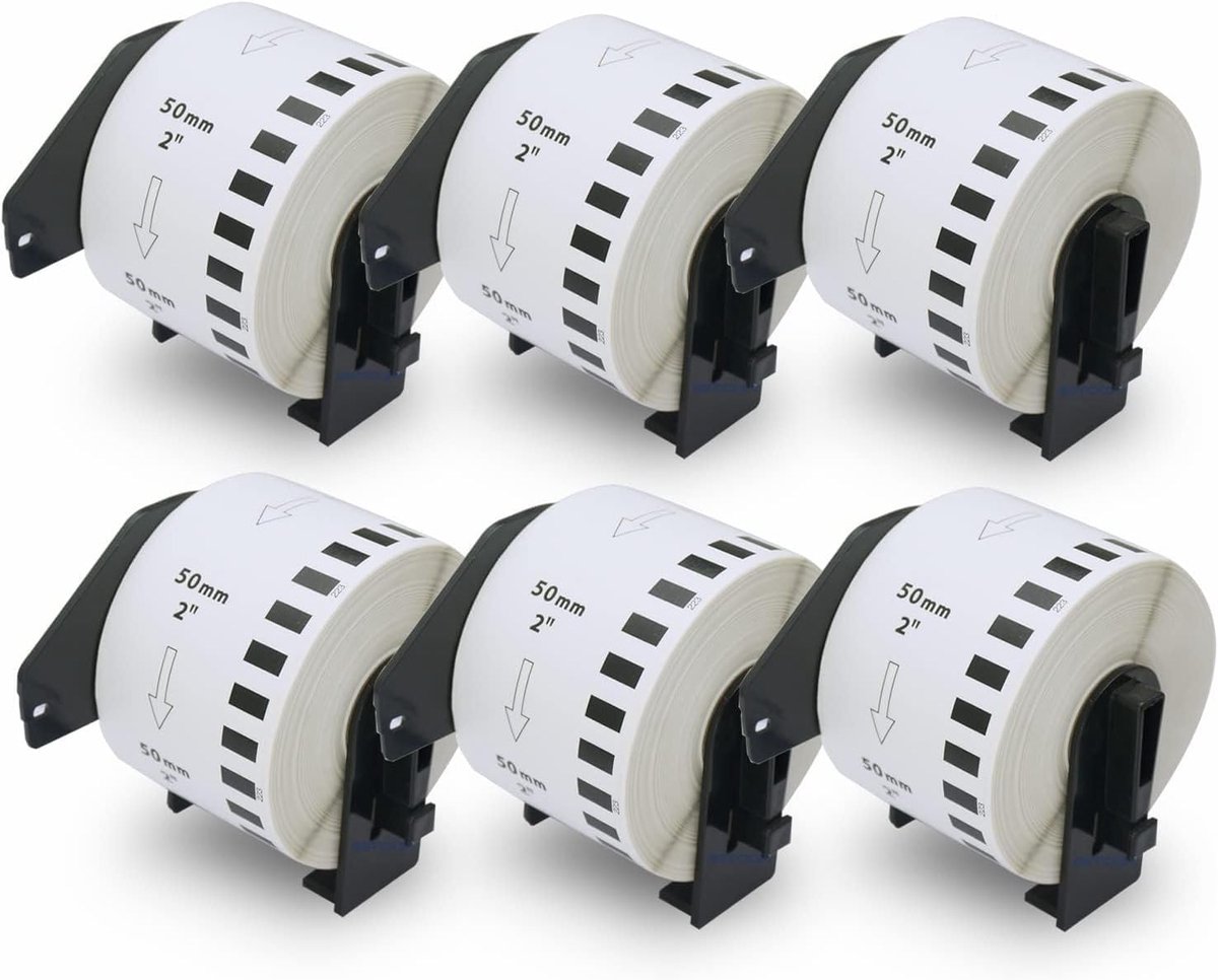 SnelShoppen - 6 Rollen DK-22223 Labels 50mm x 30.48m - Continue Thermische Labels voor QL-Label Printers - Geschikt voor Diverse Oppervlakken