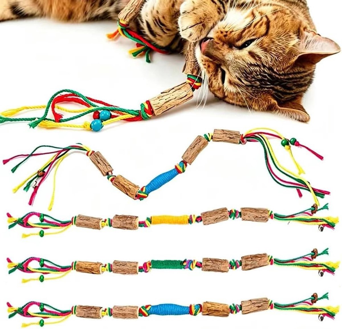 Kattenkruidsticks van Silver Vine hout, 4 stuks van 55 cm, kauwstangen voor tandverzorging en actieve katten, ideaal kattenspeelgoed voor plezier en gezondheid
