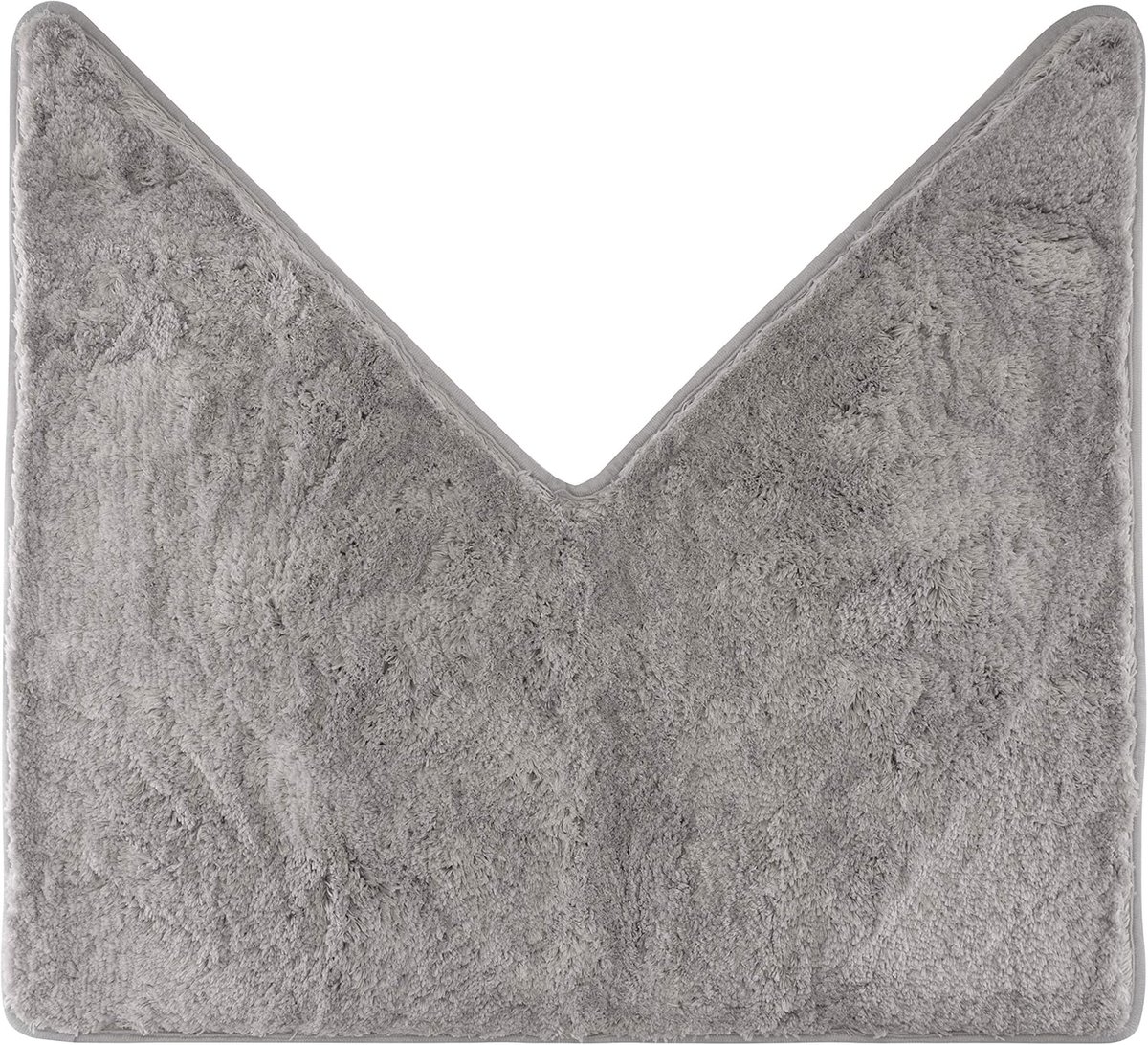 SnelShoppen - Fluffy Badmat voor Hoekdouches, Hoogpolig Microvezel, Antislip Onderkant, V-Vorm, 45 x 45 cm, Grijs, Geschikt voor Vloeren met Vloerverw