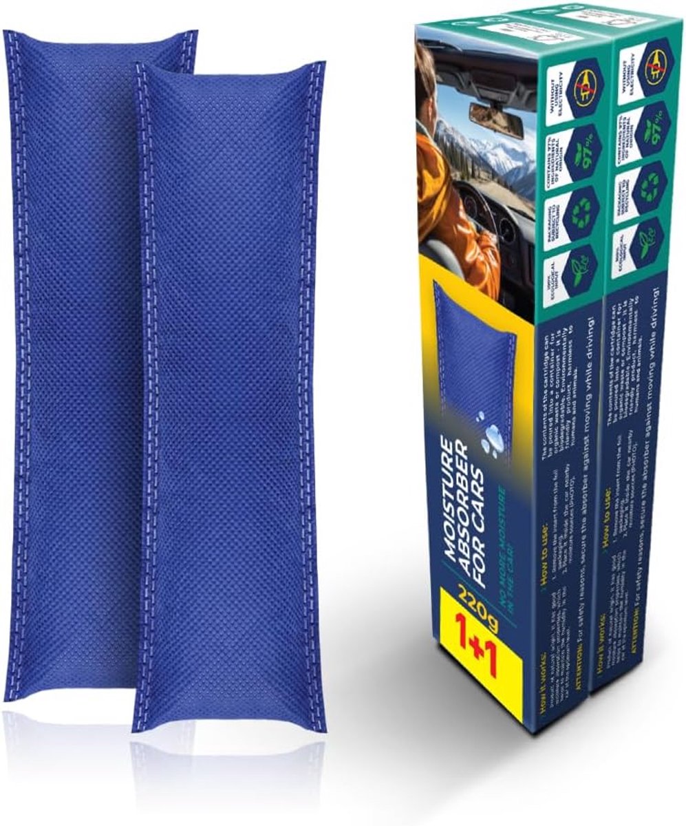 SnelShoppen - 2x ToM PaR Auto Ontvochtiger 440g - Vochtabsorber, Anti-condens, Herbruikbaar, Ideaal voor Auto's, Caravans, Garages, Anti-mist, Mould P