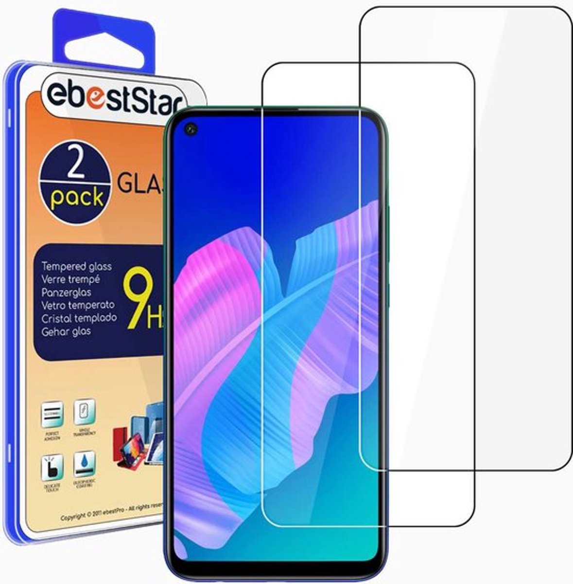 ebestStar - {2 Stuks} Gehard glas geschikt voor Huawei P40 Lite E (2020), Screen Protector Cover, Schermbeschermer Tempered Glass