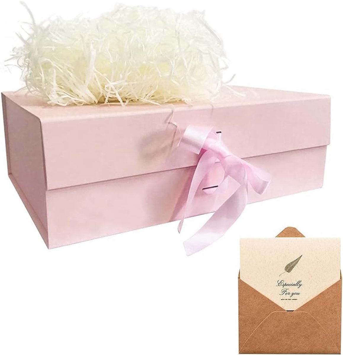 SnelShoppen - Luxe Roze Cadeau Doos 33 x 26 x 11 cm met Magnetisch Deksel en Strik voor Verjaardagen, Bruiloften, Kerst, Jubilea en Feestdagen
