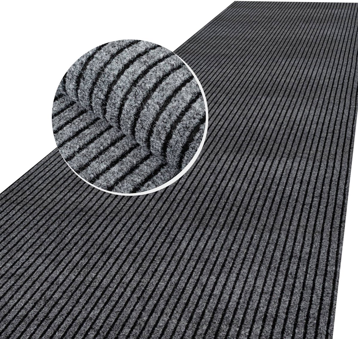 ANRO Loper Mischa Grijs 400x100cm – Schoonloopmat Antislip Op Maat
